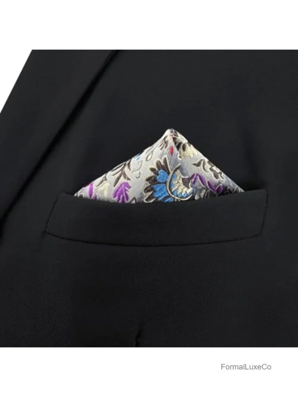 Silk Blend Paisley Pocket Square for Men - Jacquard Woven Hanky Large